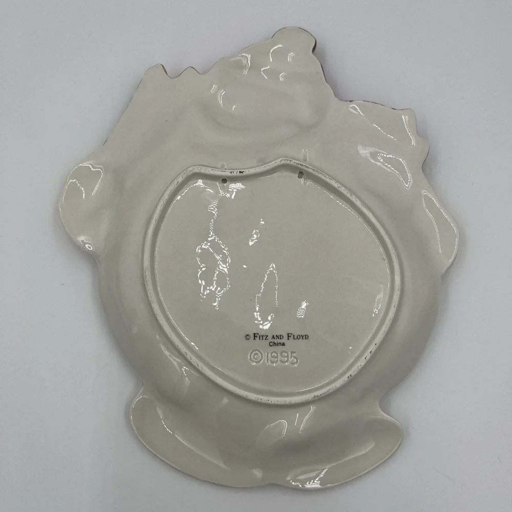 Fitz and Floyd 1995 Vintage Snowman Ceramic Serving Plate‎ Wall Decor 9x11 Inch